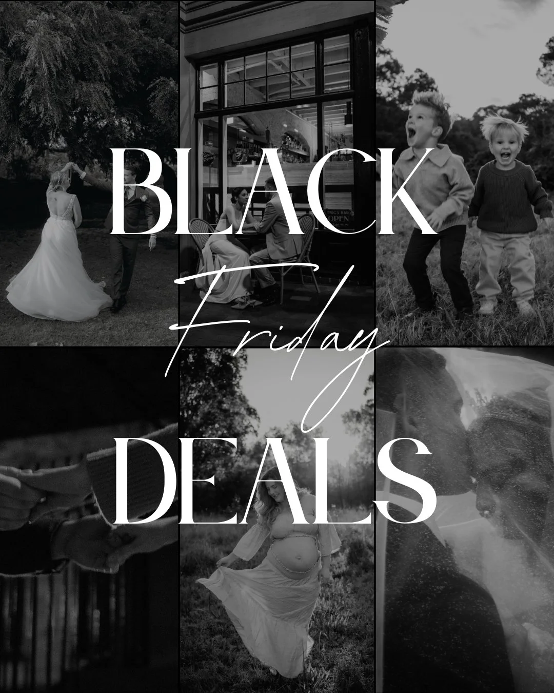 I rarely do sales so I&rsquo;m going big with this one. 
This Black Friday Sale has 3 incredible offers. 

$100 off One Big Family Picture
$50 print credit for all families, couples, motherhood, newborn sessions*&sup1;
$300 print credit on all weddin