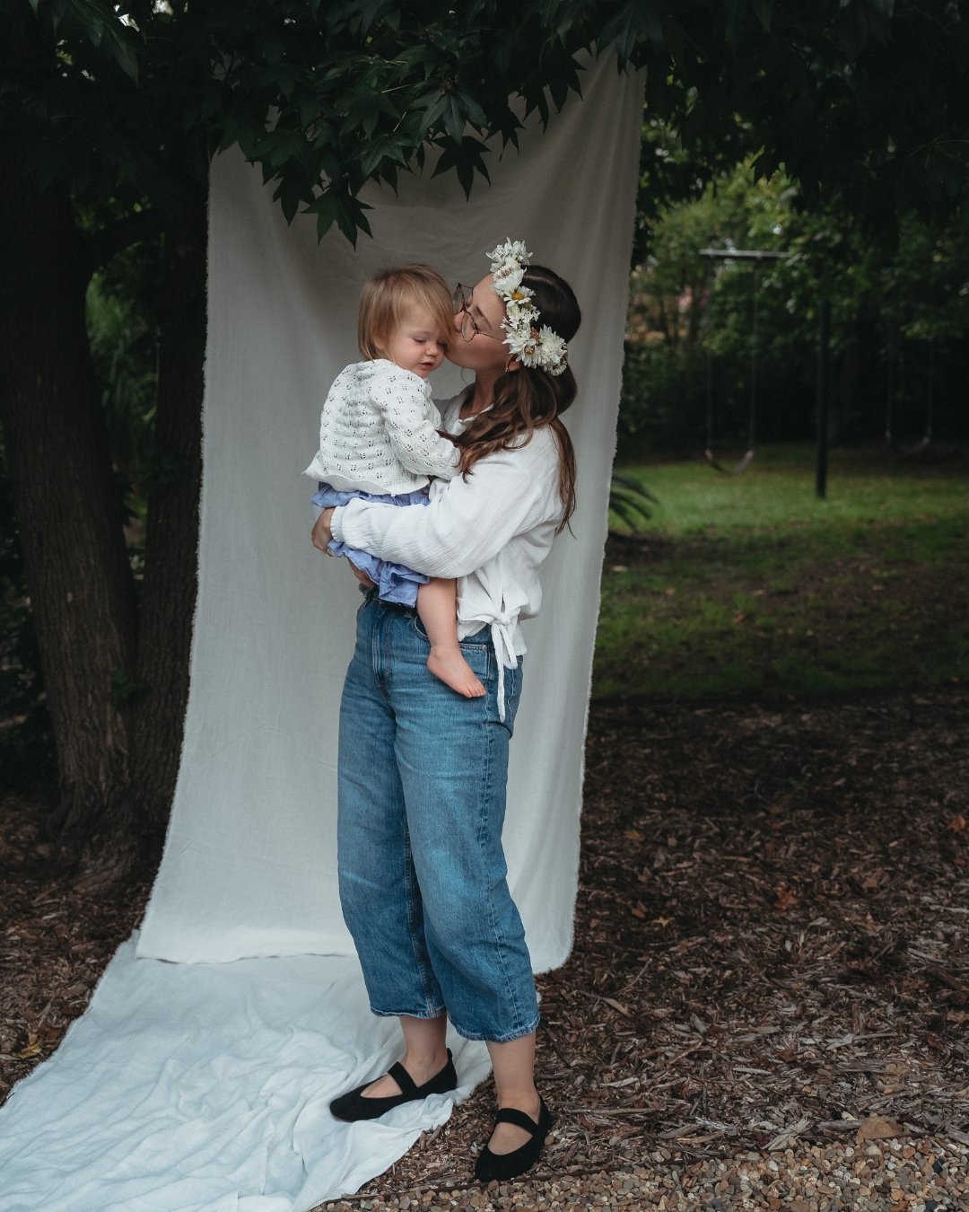A snotty clingy kid did not stop us from making the most of these backgrounds, the flowers and the fading afternoon light! Rarely do I make the time to photograph myself or myself with my kid. 

It's kind of a trap really. 

All my memories of her so