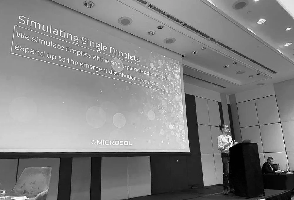 Founder Dan, speaking about simulating the dynamics of single droplets at the SMI conference