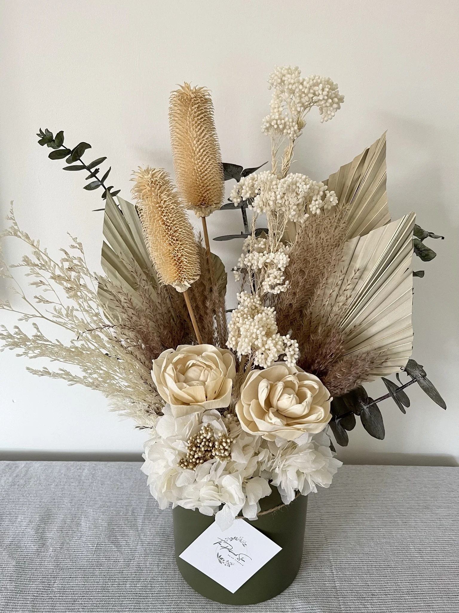Large Dried Flower Arrangement Green — The Preserved Stem - Dried Flowers