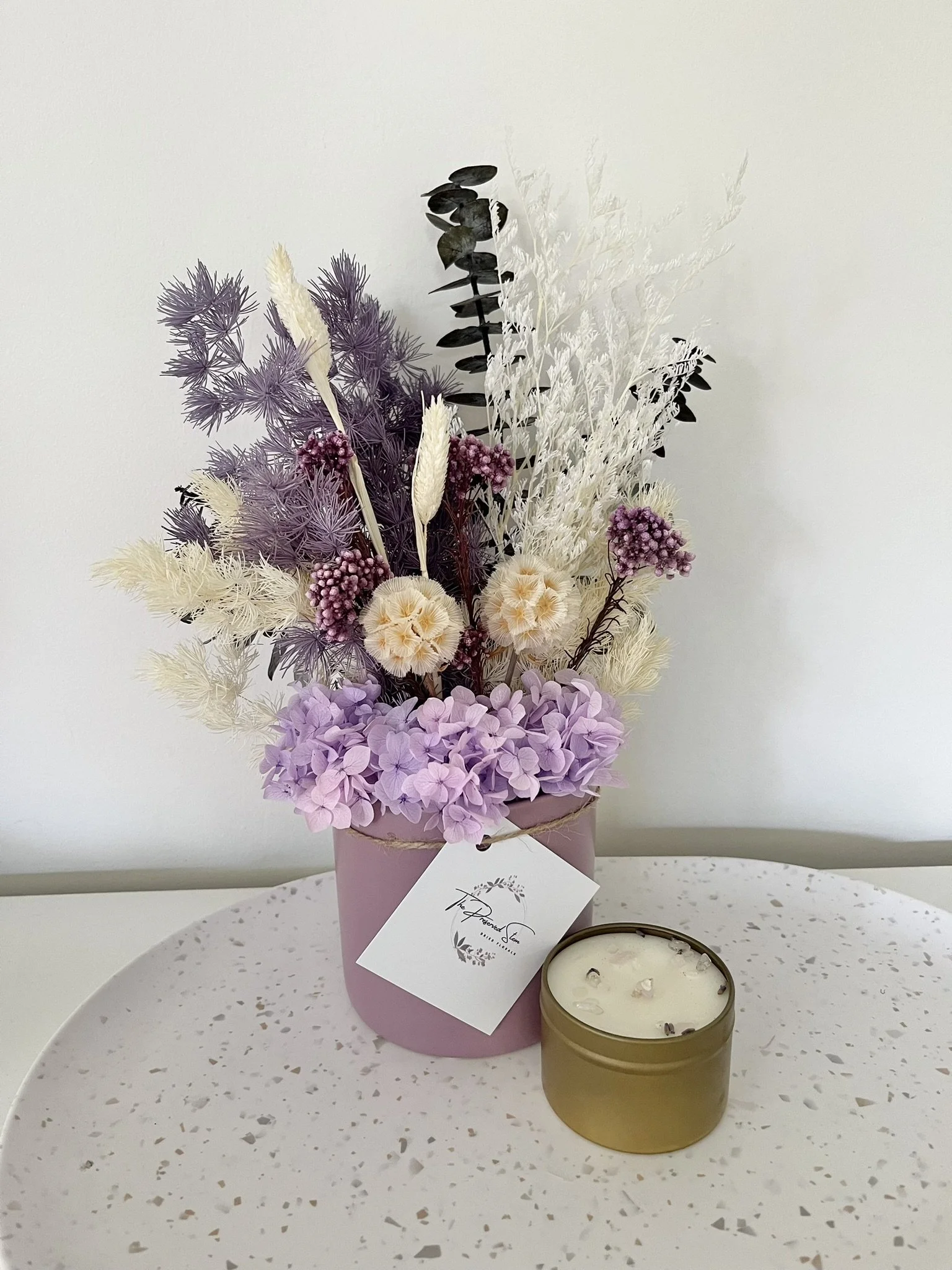 Small Dried Flower Arrangement Pink — The Preserved Stem Dried Flowers