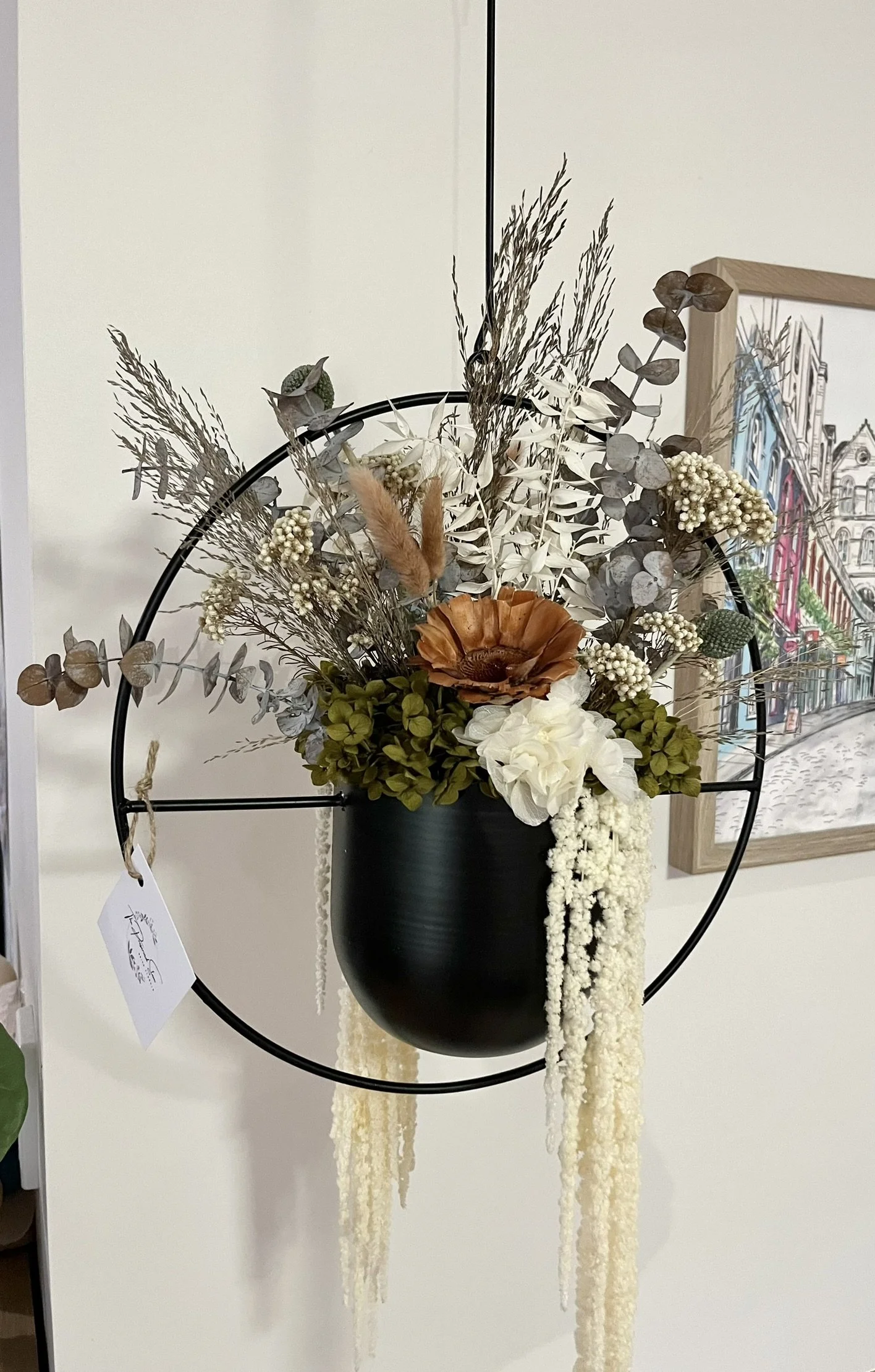The Preserved Stem Hanging Arrangement Black and Rustic2.JPEG