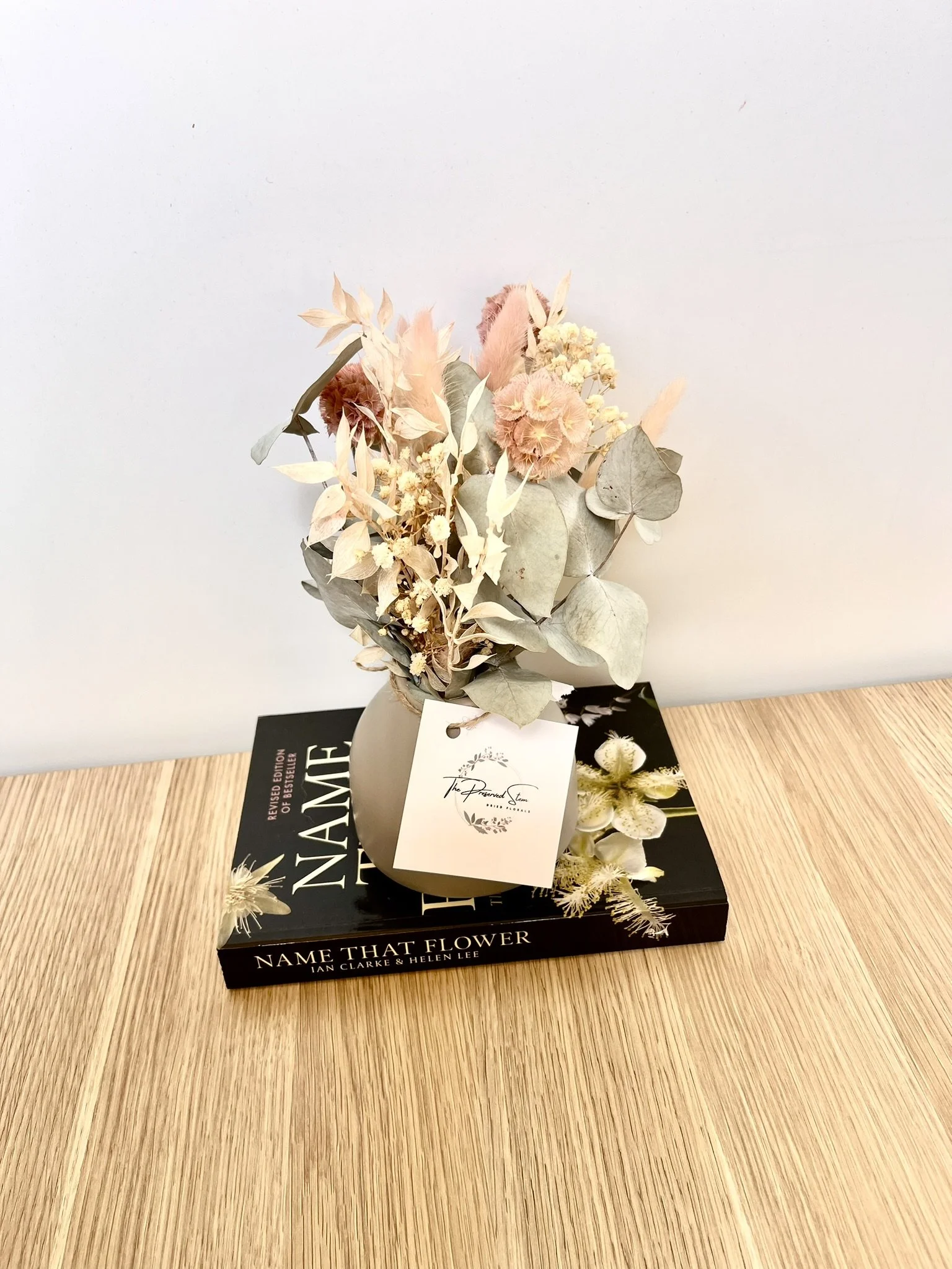 Dried Flower Arrangement - Small Vase of Flowers Short Pink-  .JPEG
