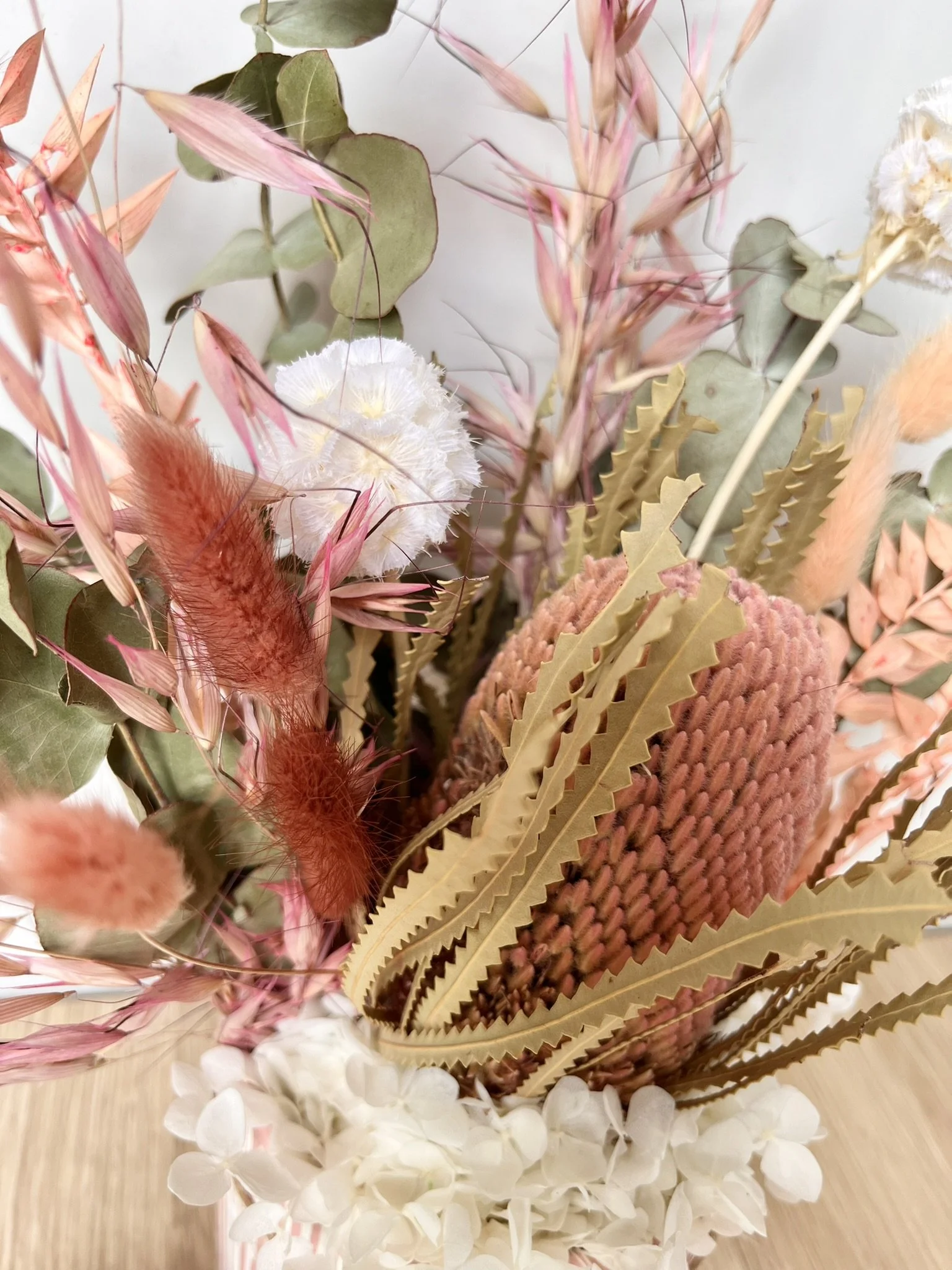 The Preserved Stem - Dried Flower Arrangement - Pink Banksia1.JPEG