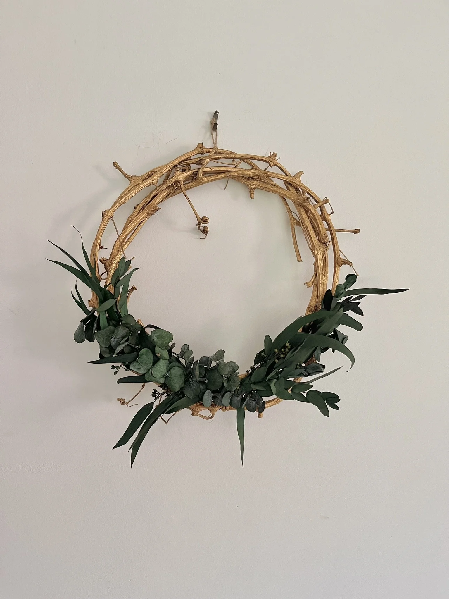 The Preserved Stem - Dried Flower Wreath - Gold Vine -Preserved Gum.JPEG