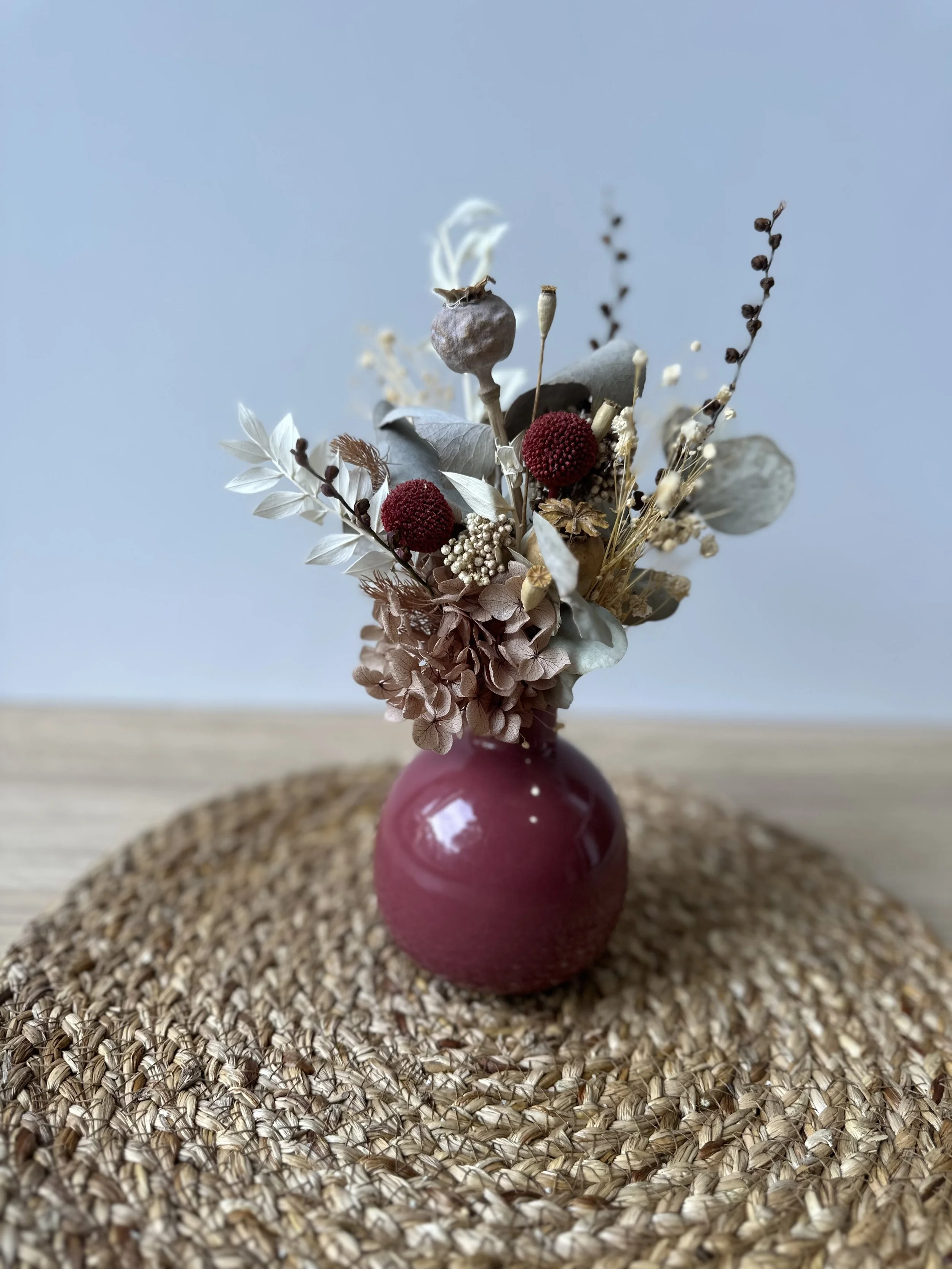 Dried Flower Arrangement - Mini Vase Plum