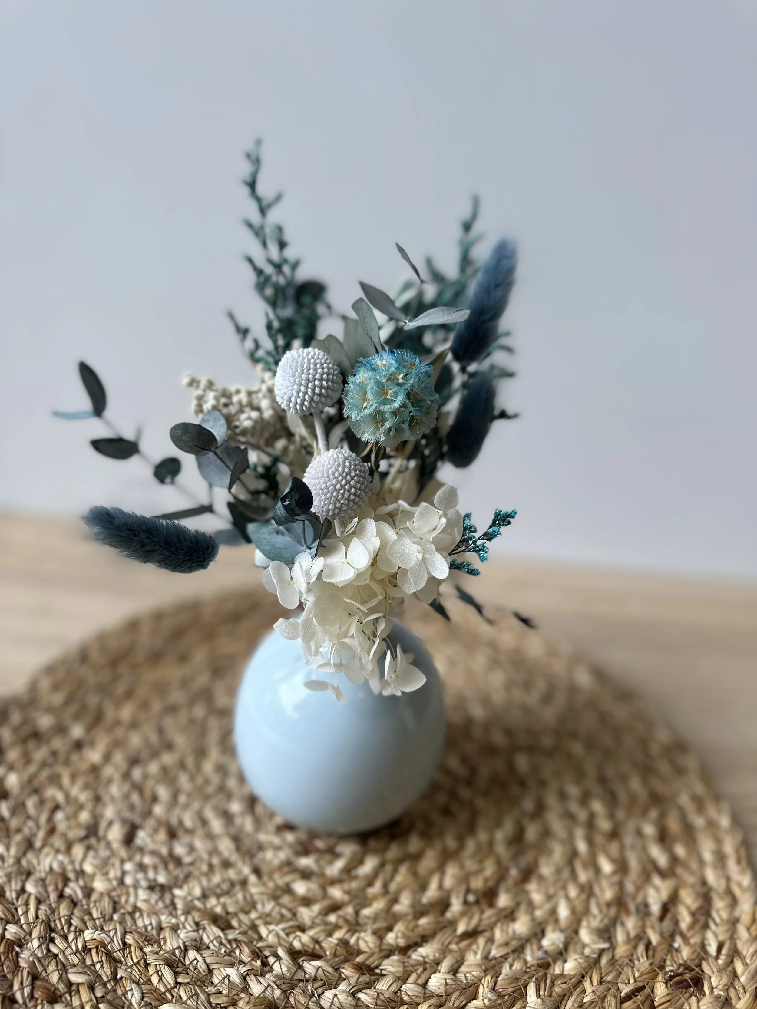 Dried Flower Arrangement - Mini Vase Blue