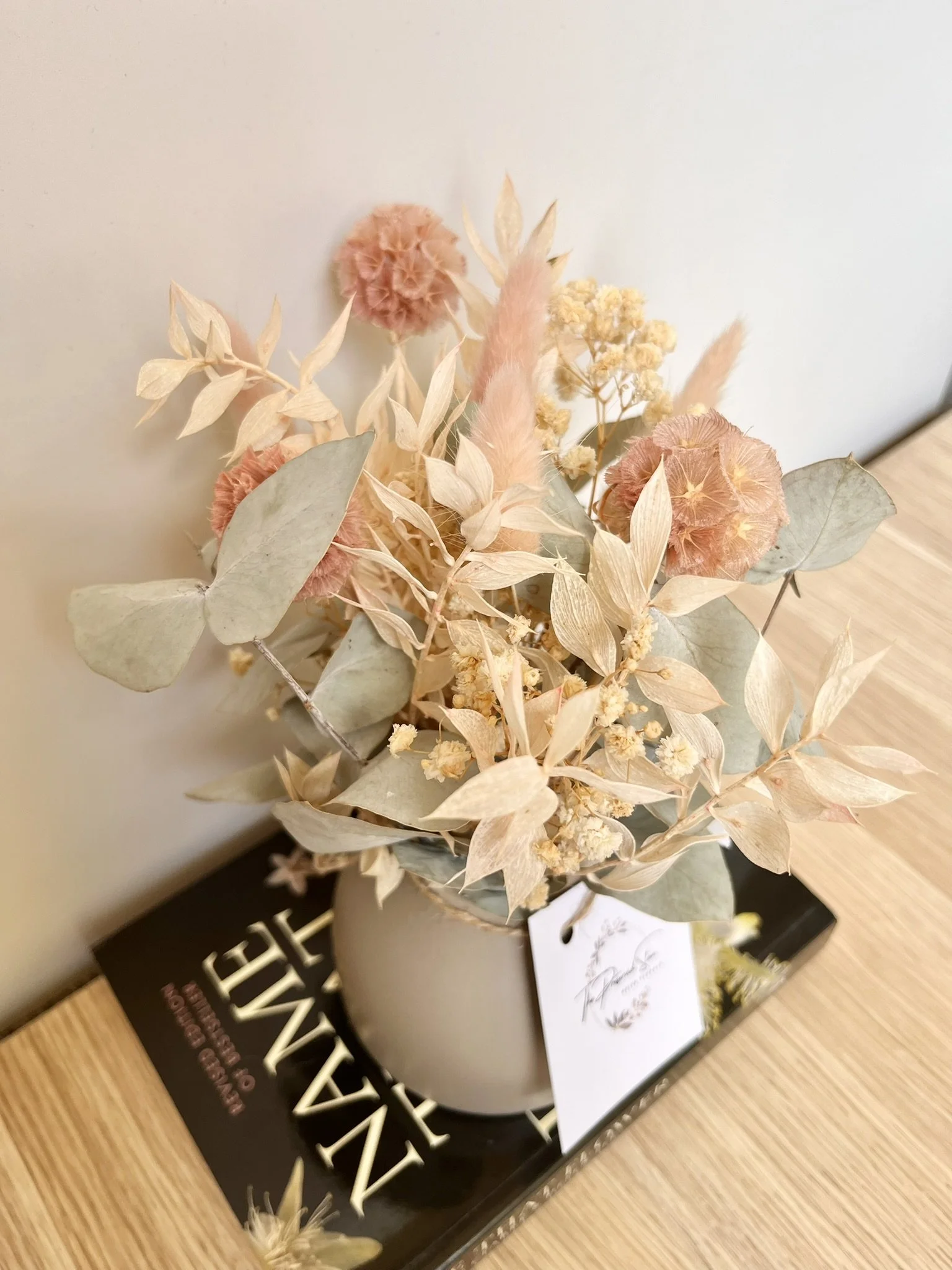 Dried Flower Arrangement - Small Vase of Flowers - Short Pink2.JPEG