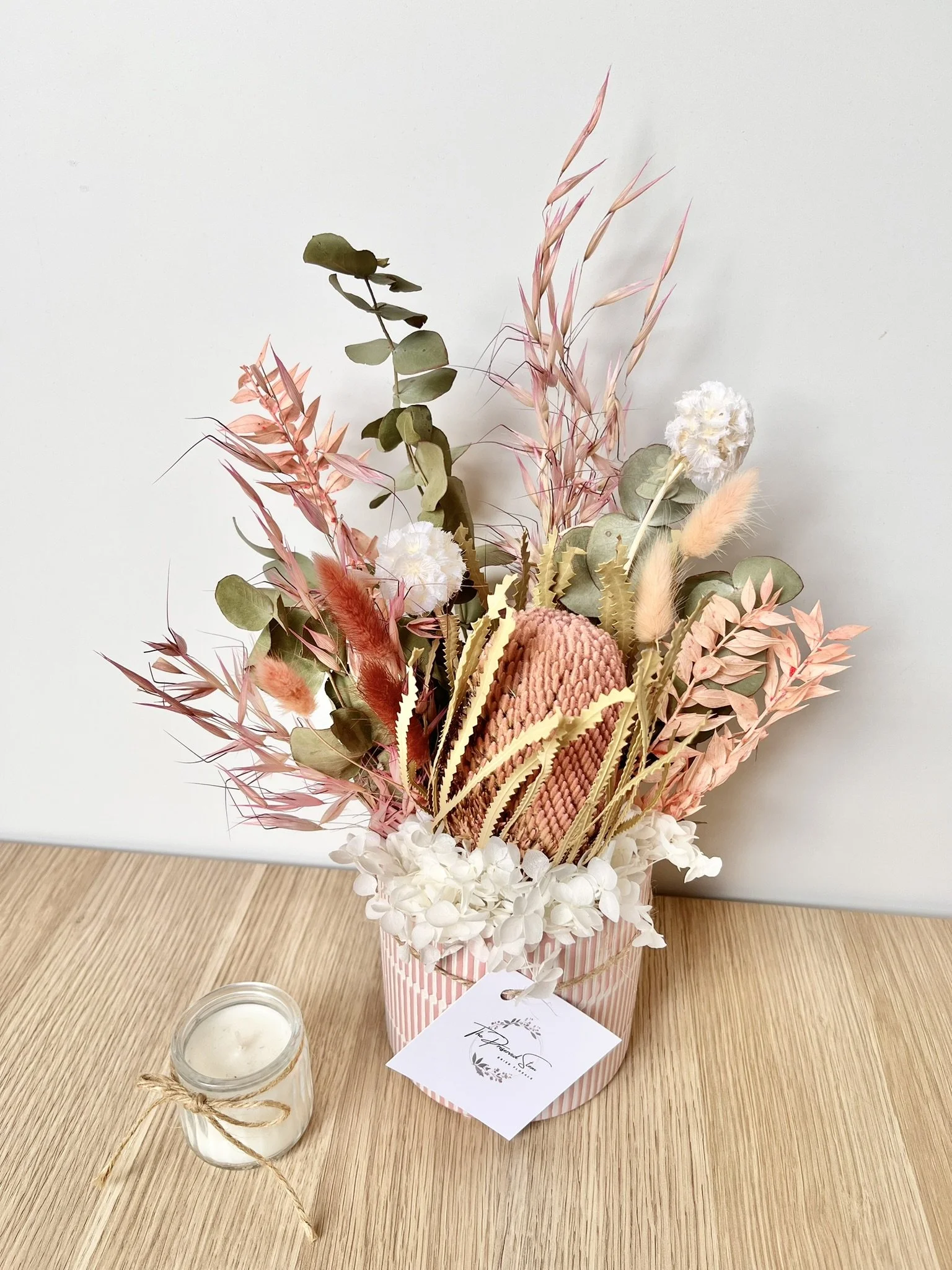 The Preserved Stem - Dried Flower Arrangement - Pink Banksia2.JPEG