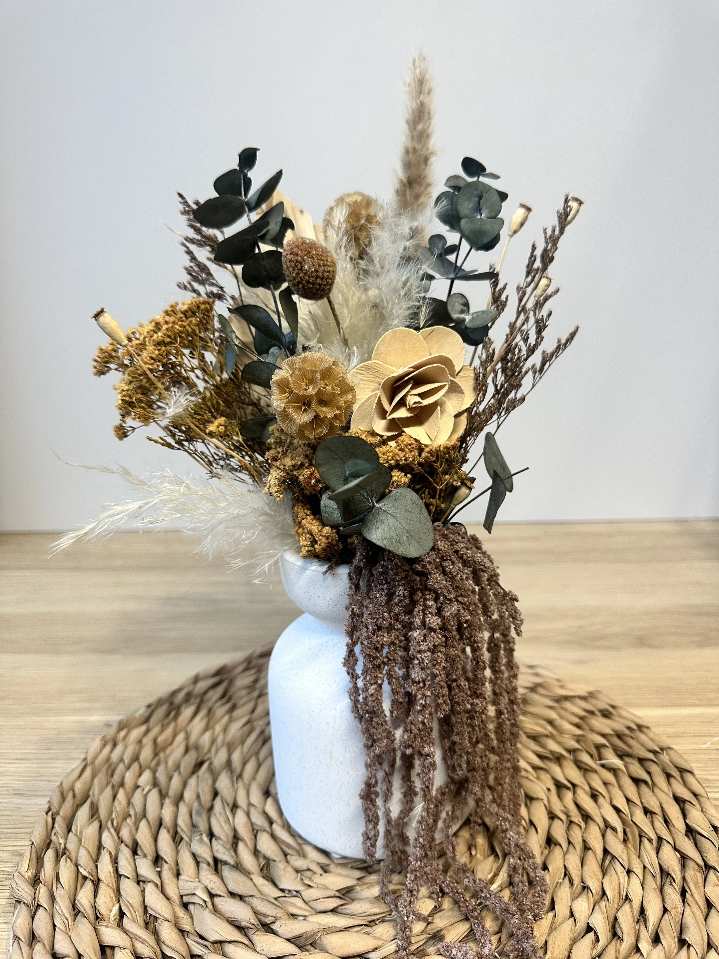 Dried Flower Arrangement - Speckled vase Vintage