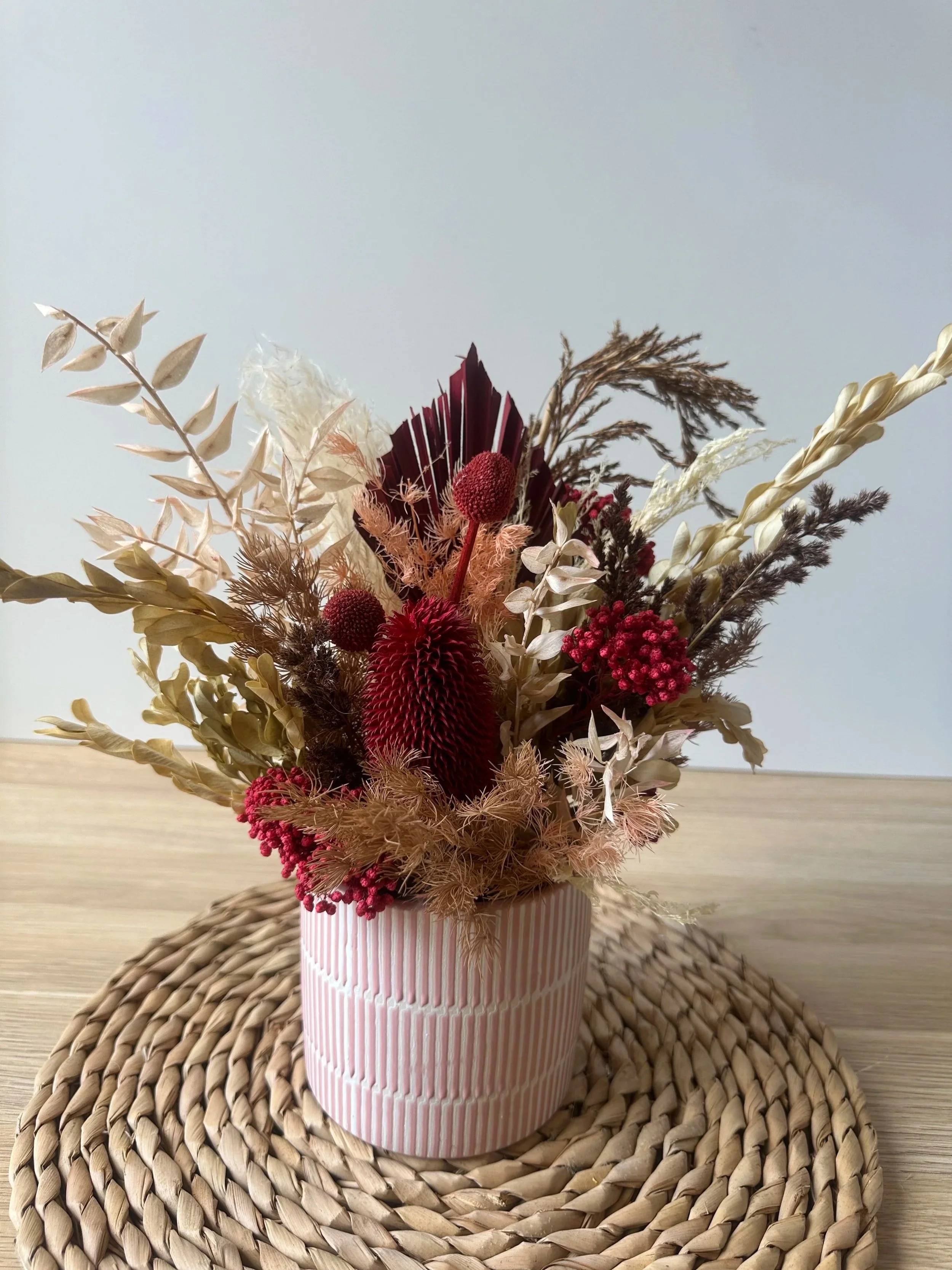 Dried Flower Arrangement - Moderate Rouge