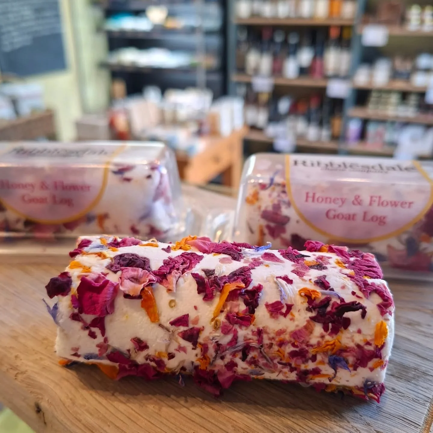 Perfect for your Easter cheeseboard this Honey &amp; Flower goat log from @ribblesdalecheese is made with locally sourced milk and honey 🌸🌼

Alternatively crumble it into a salad for a show stopping centrepiece!

#goatscheese
#yorkshirecheese
#goat