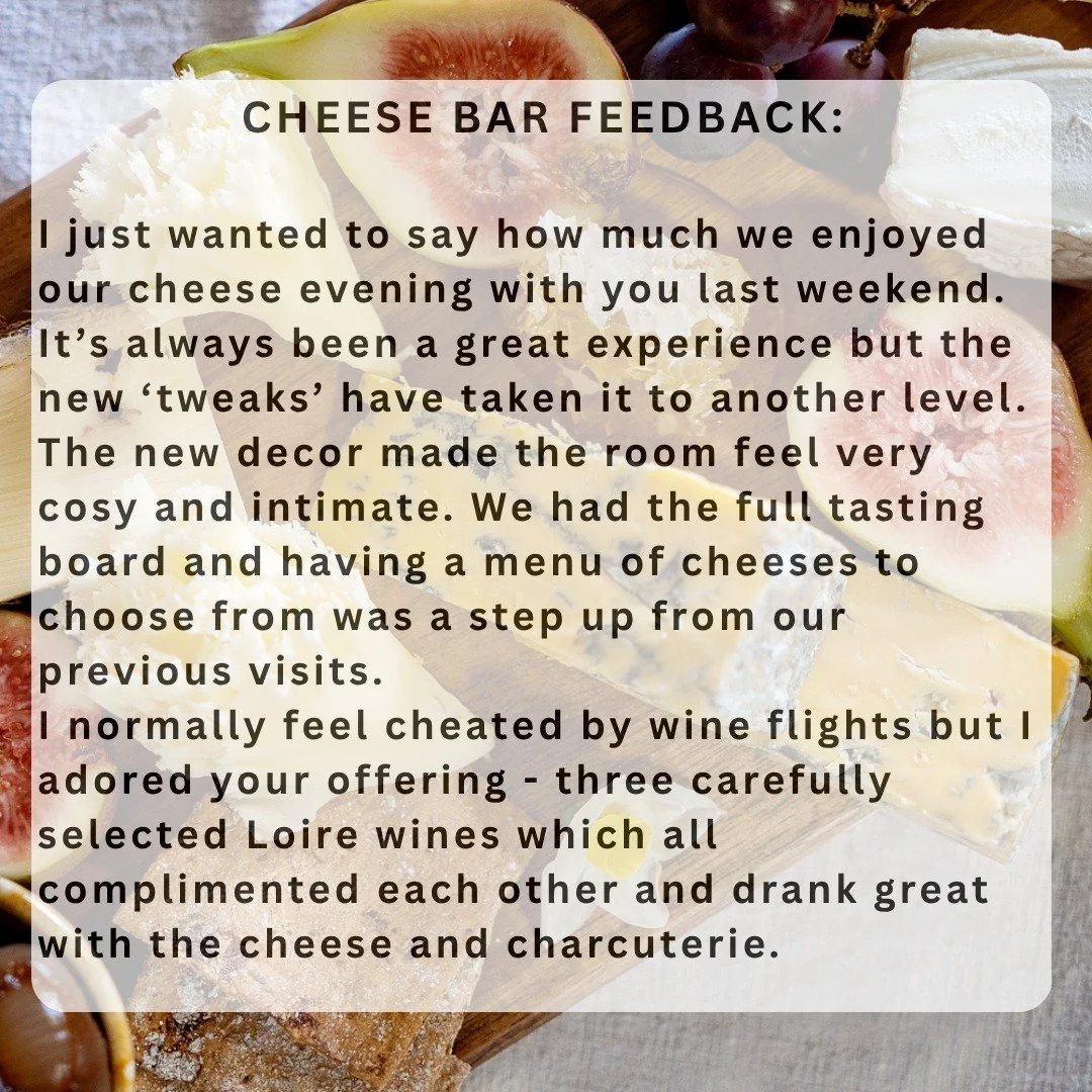 A lovely customer review from last month for The Cheese Bar 🥰

Our wine flights are an experience and a great way to try something different. 

Open every Saturday from 6pm 🍷🧀