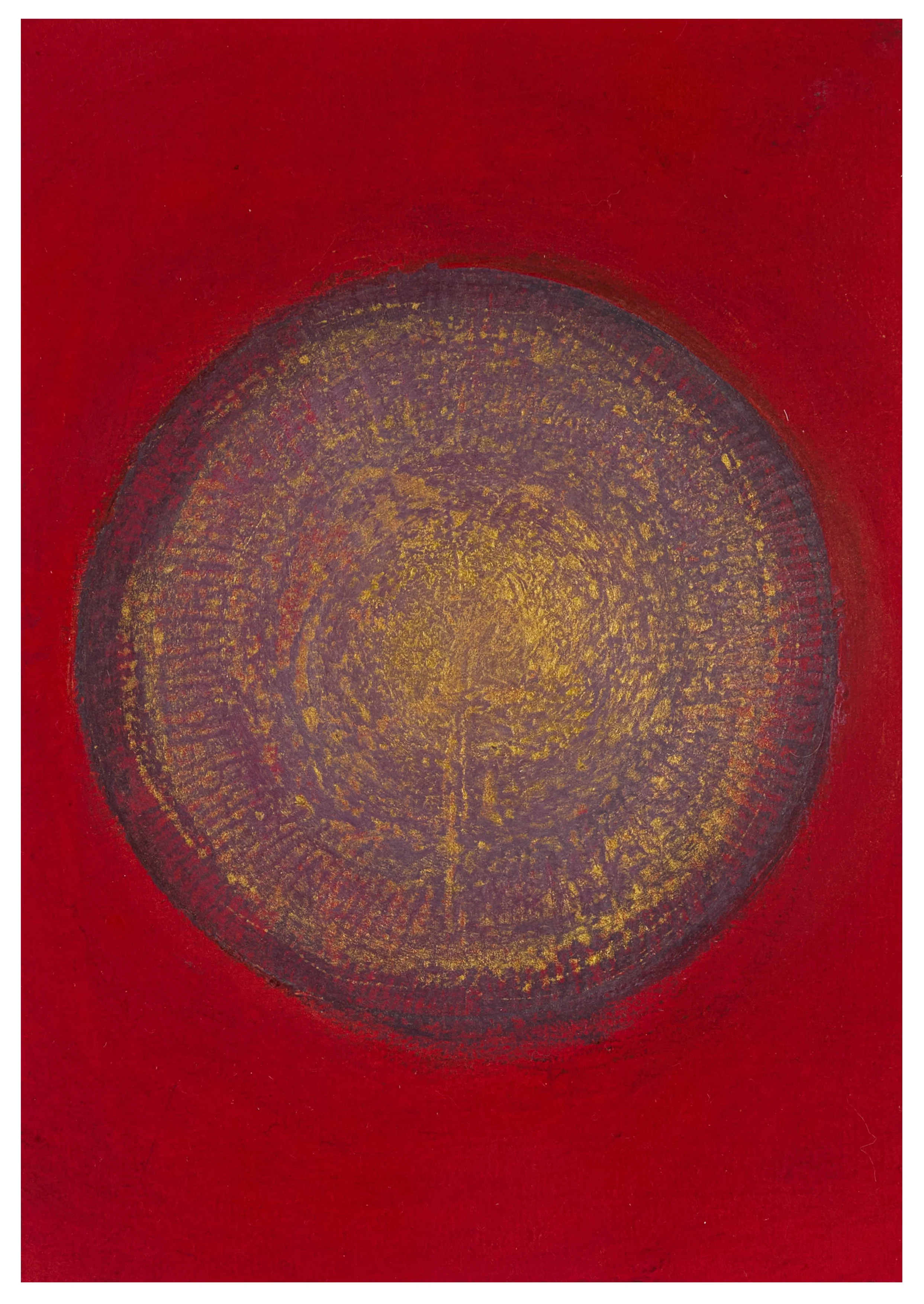 The Focus of Creation.
Mixed media on paper, 15cm x 21cm, 2025.