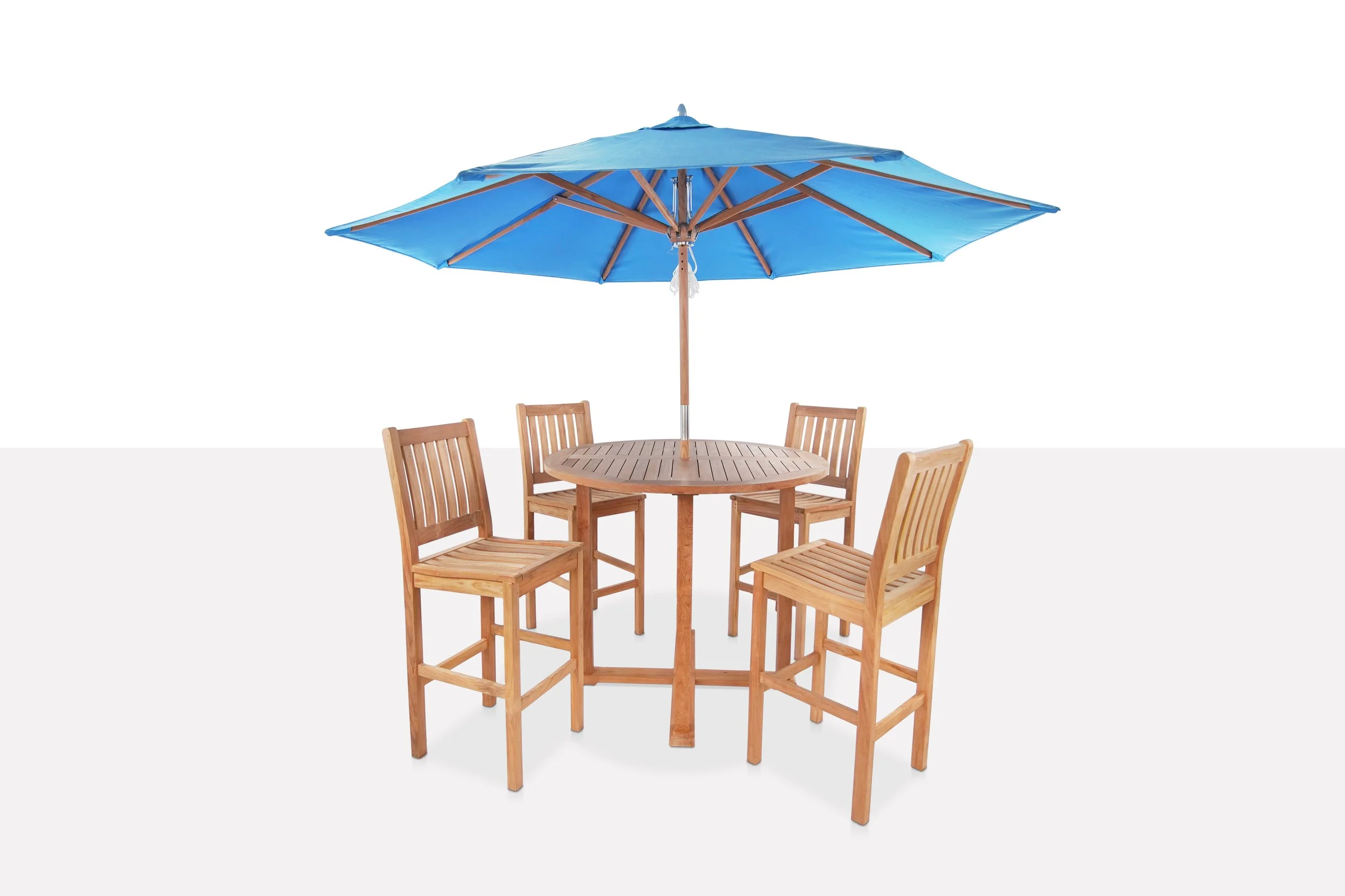 Boothbay 48_ Round Bar Table + Balboa Barstools + 9_ Teak Umbrella.jpg