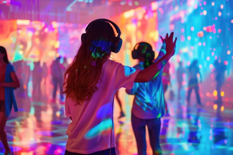 Children dancing at a silent disco