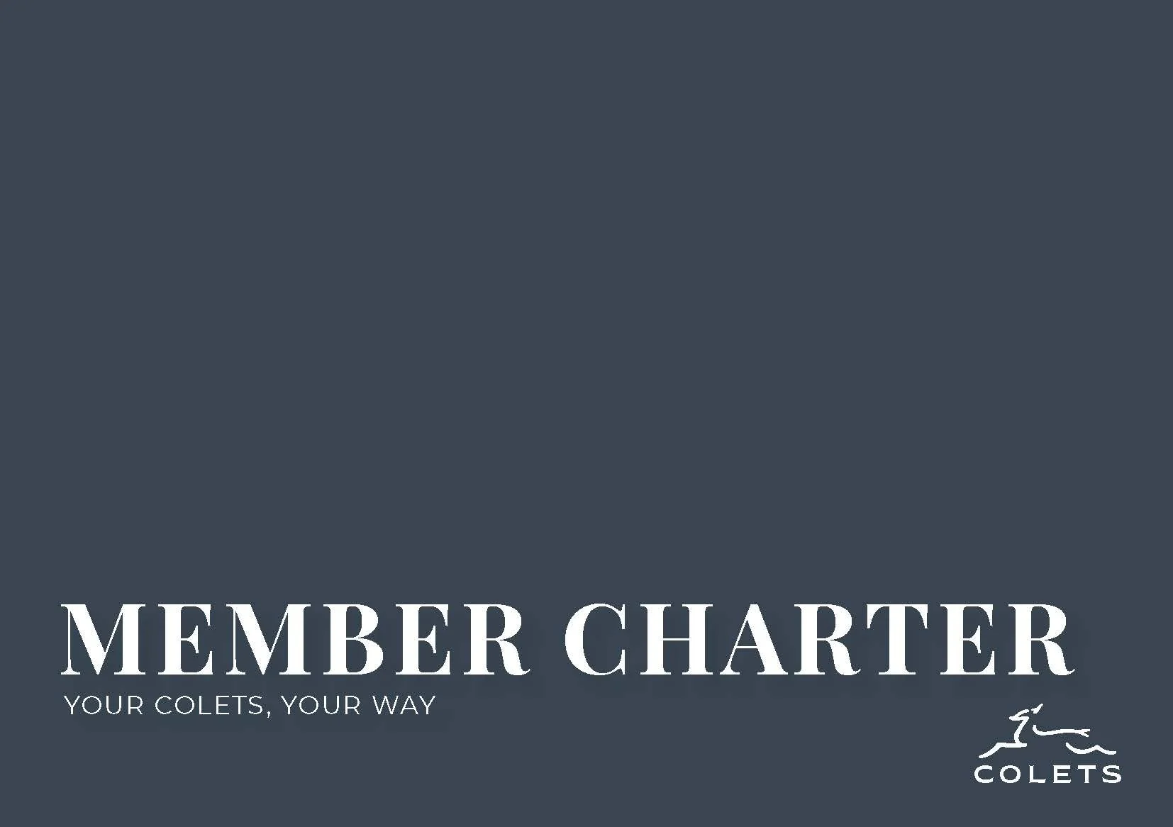 Colets Member Charter Front Cover