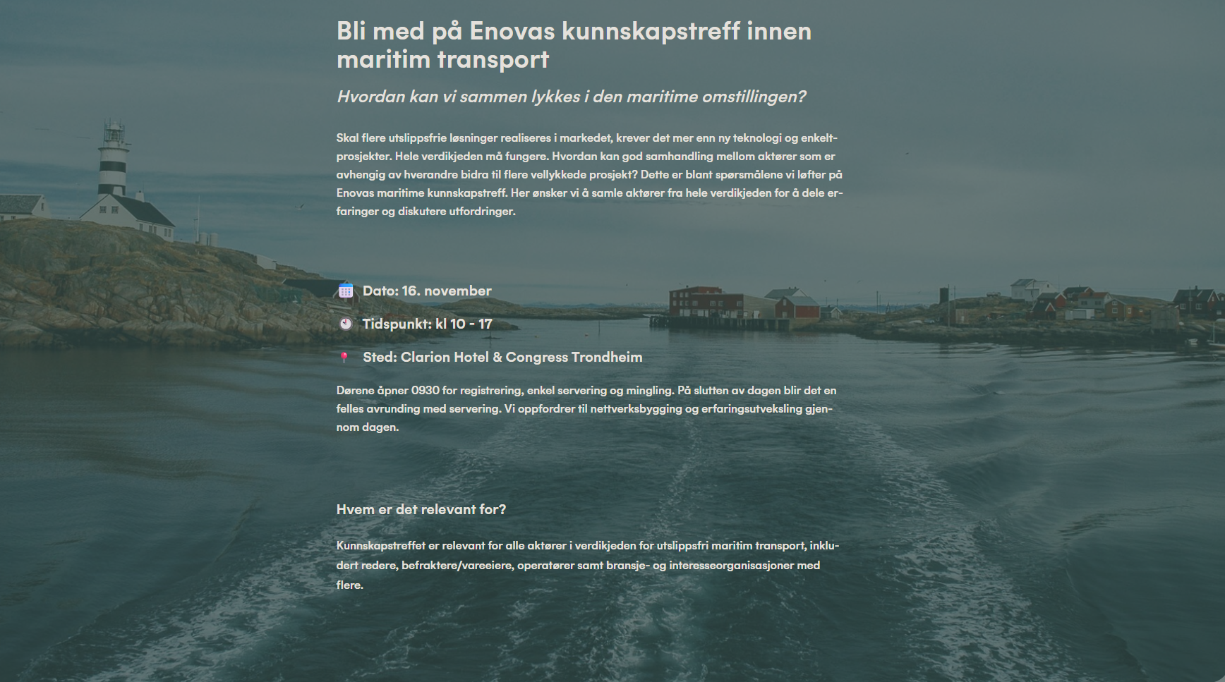 Enovas kunnskapstreff innen maritim transport