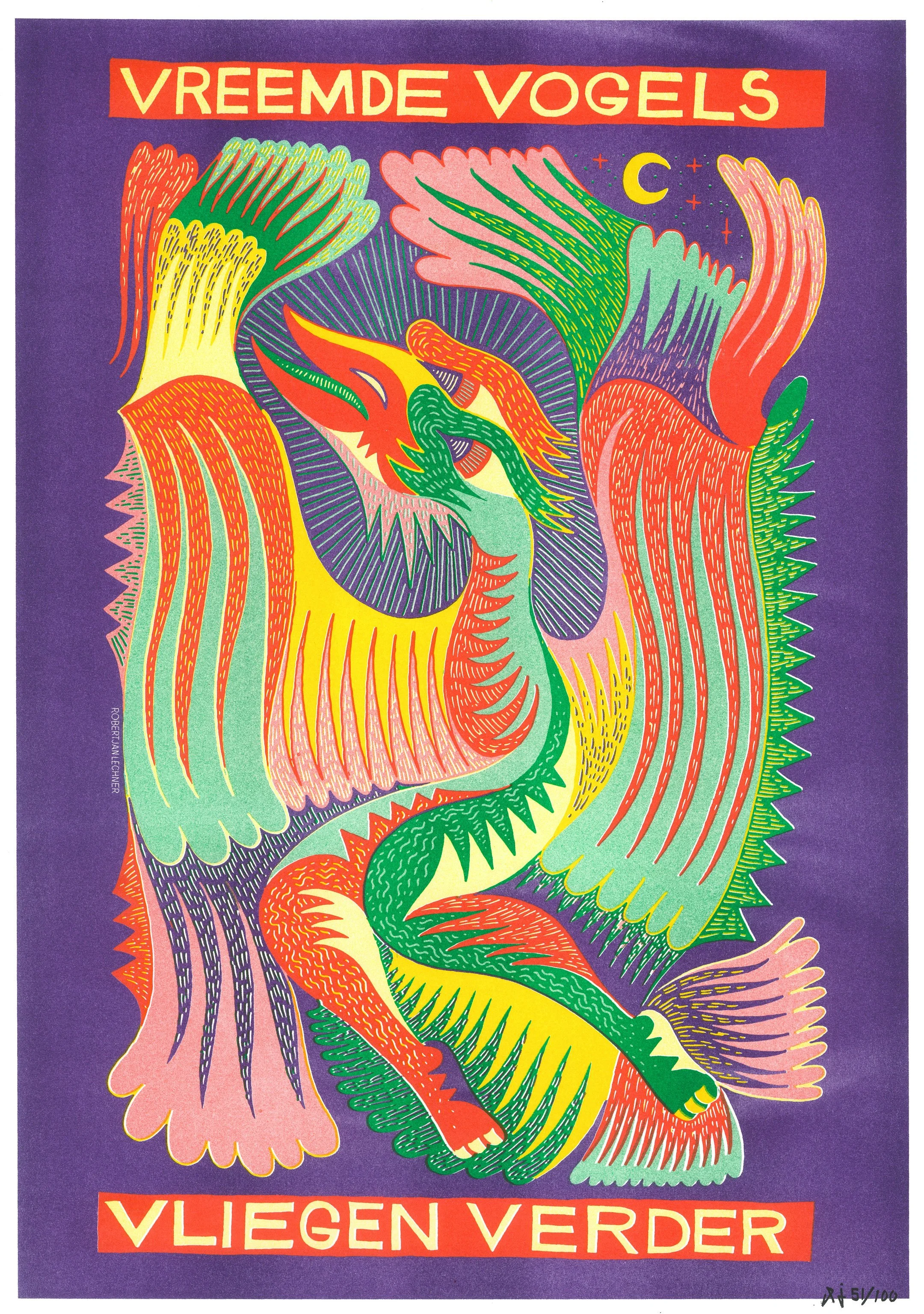 Vreemde vogels   risoprint 29,7x42 cm