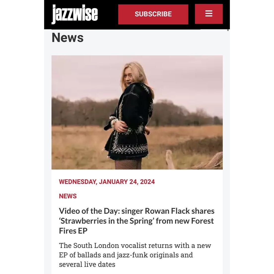 Thank you so much @jazzwisemagazine for this gorgeous write up about Strawberries and the upcoming EP ✍🏼🍓
#jazz #folk #newsingle #EP #upcomingmusic #music #london #uk #magazine #liveshow 
@mikeflynnbass