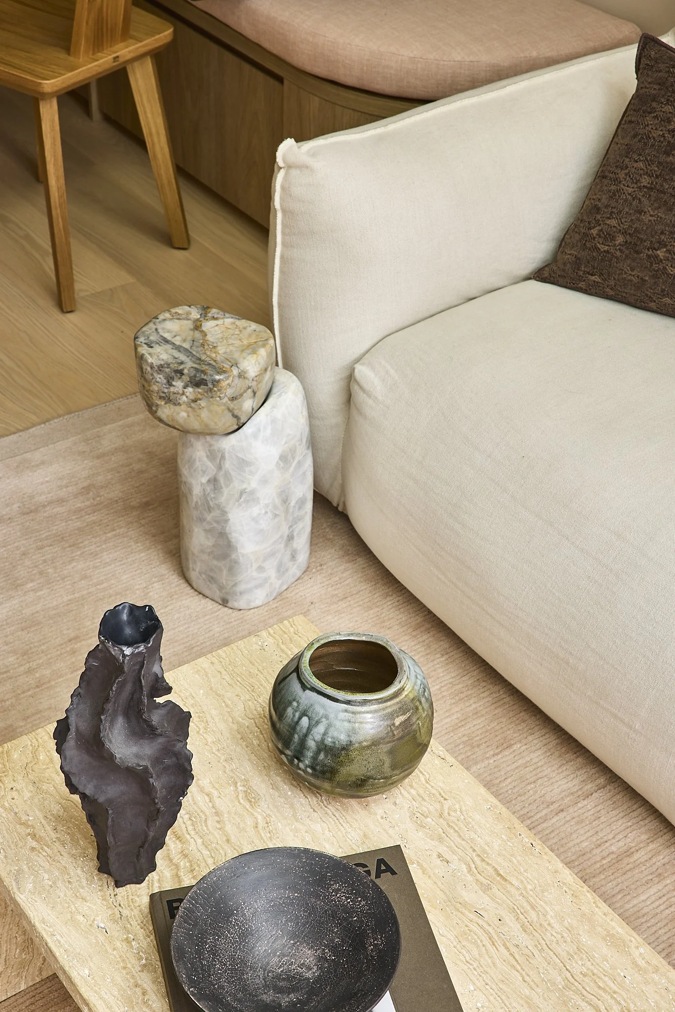 Stone and sculptural decor detail in a premium Balmain architect designed terrace renovation.