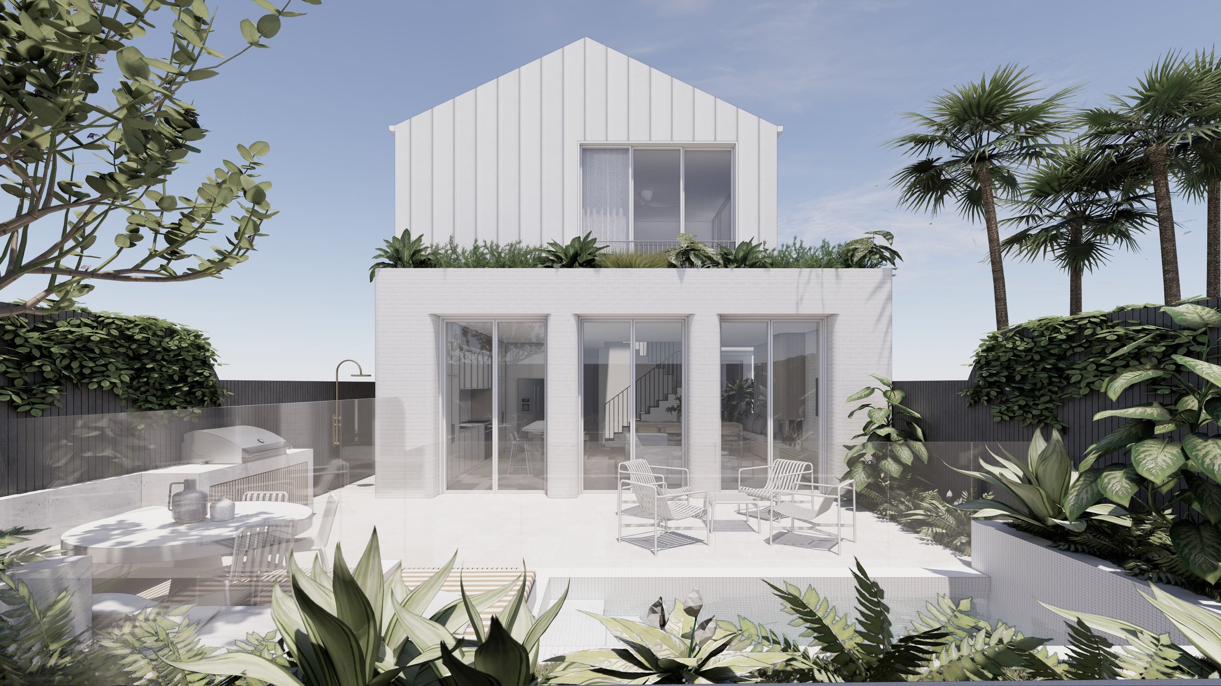 Contemporary rear extension with outdoor living, landscaping and open plan connection in Randwick home