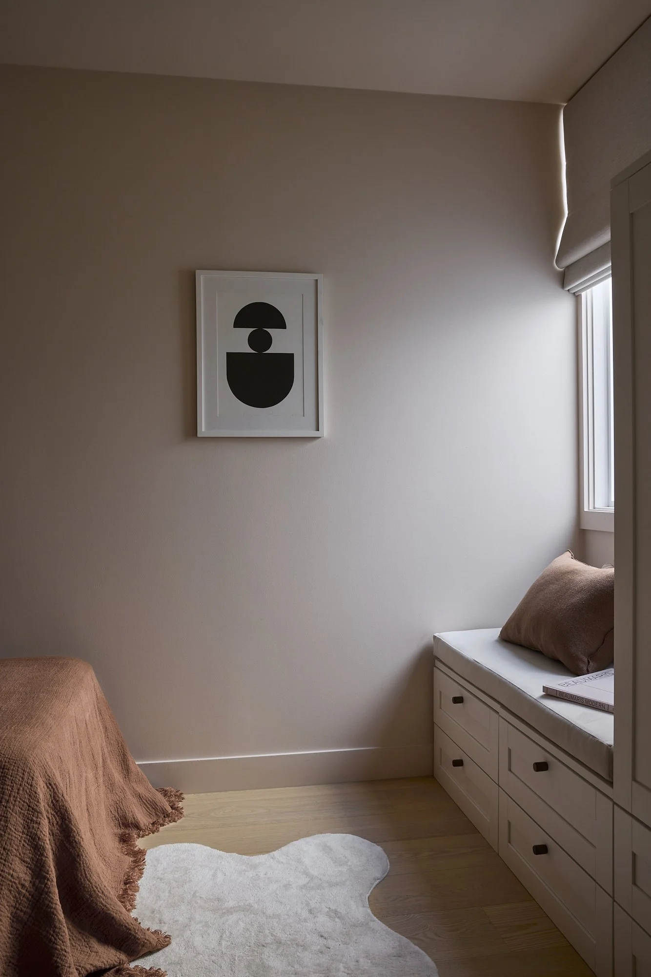Built in window seat in a restored terrace home in Balmain, Sydney.