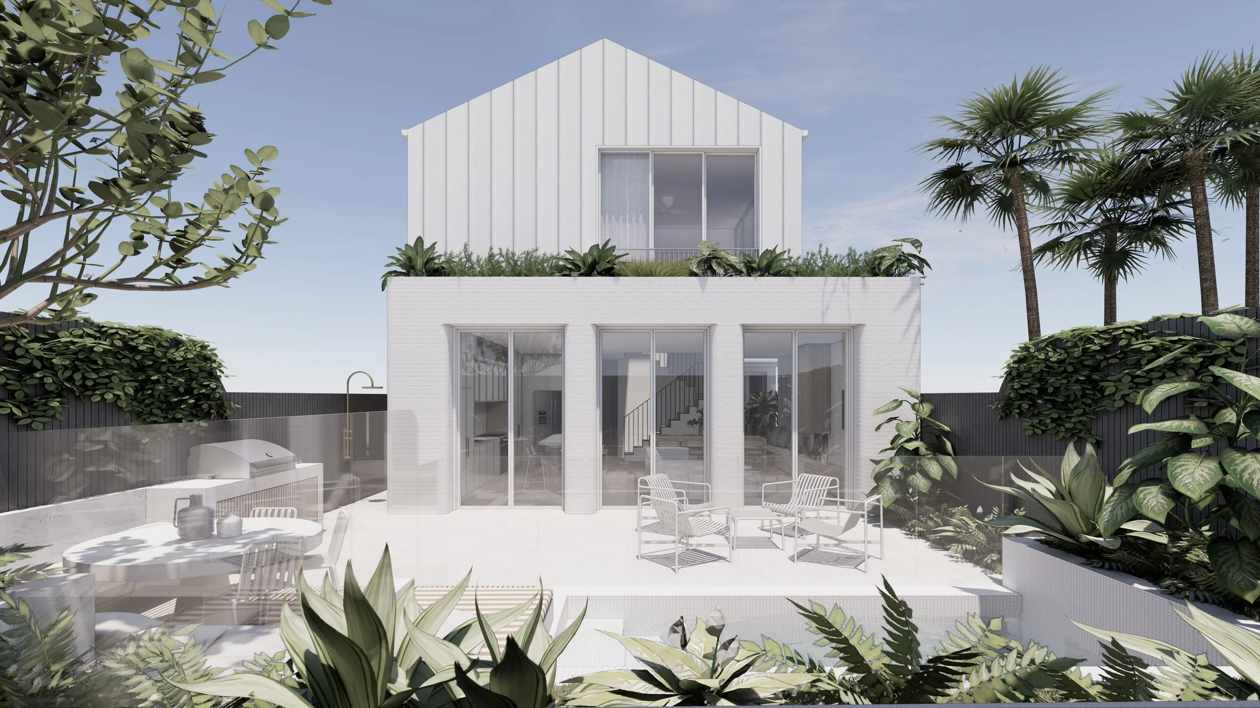 Contemporary rear extension with outdoor living, landscaping and open plan connection in Randwick home