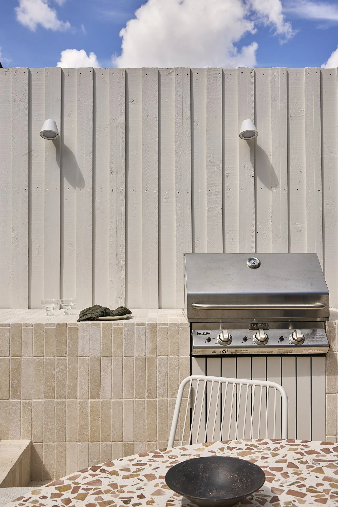 Outdoor kitchen integrated into a premium heritage terrace renovation in Balmain, Sydney.