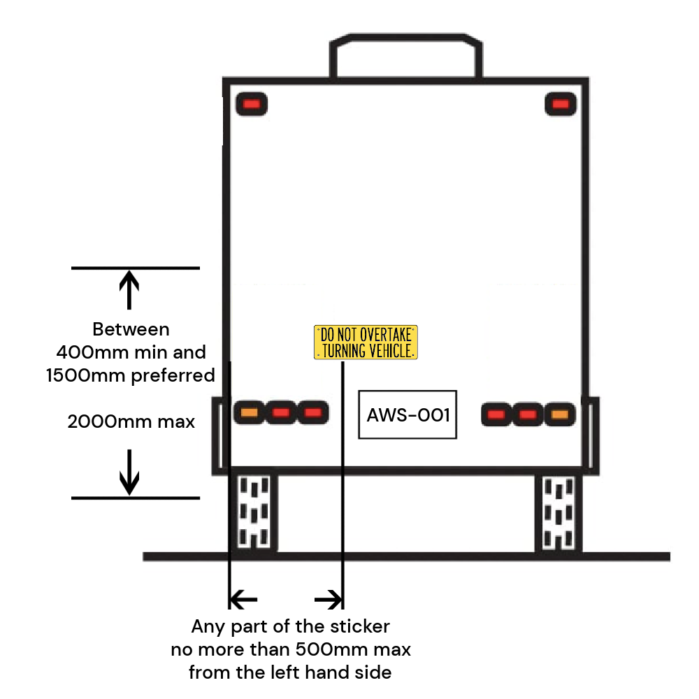 do not overtake turning vehicle trailer signage caravan weighing mobile weigh bridge weigh