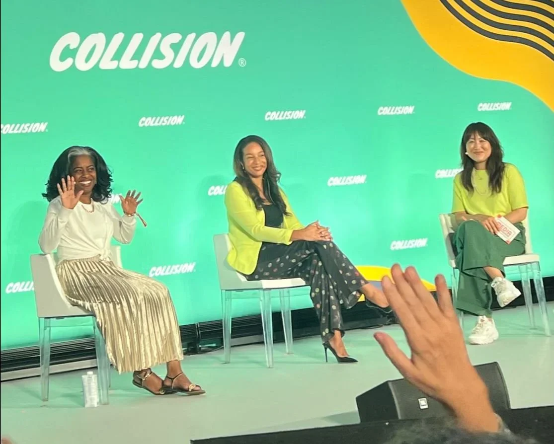 Hannah Sung moderating a panel