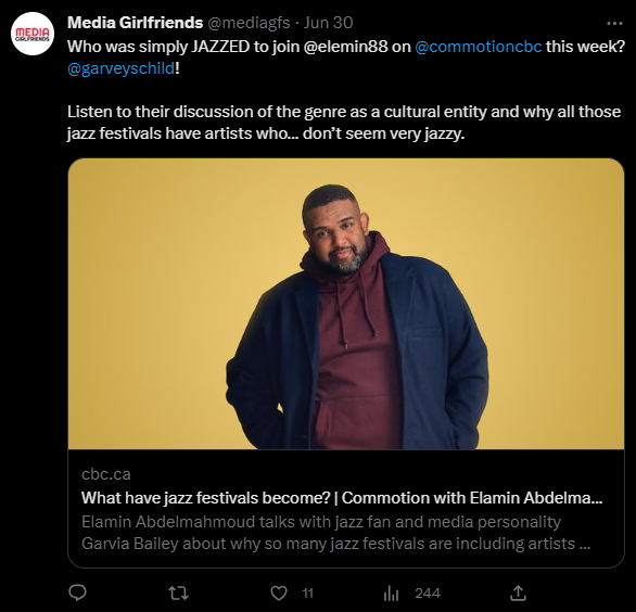 A social media post announcing Garvia Bailey's appearance on Commotion CBC