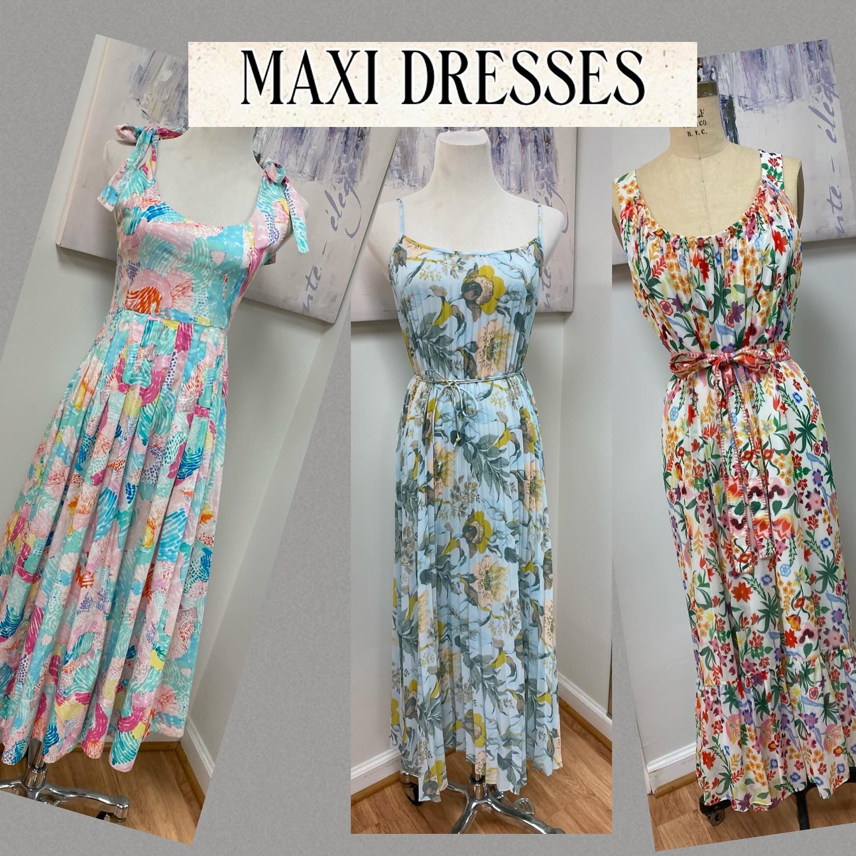 Some many choices for Maxi Dresses! Hunter Bell-Saloni-Vince. These are some of the florals. 💐#maxidresses #consignmentboutique #shoplocal #redeuxapparel #maxidresses