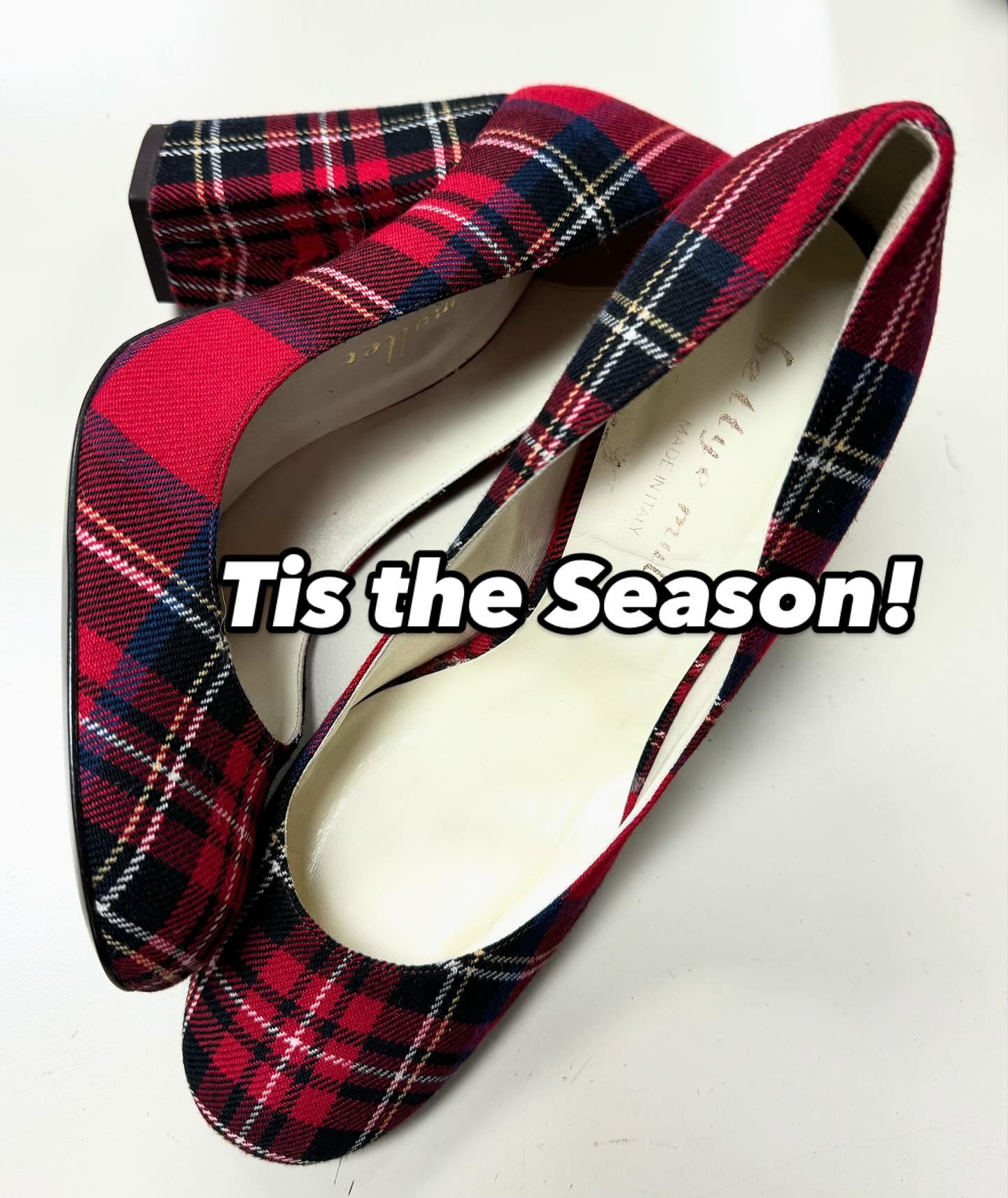 Betty Mueller Red Plaid heel Size 8 #bettymuller #redeuxapparel #shoplocal #consignmentboutique