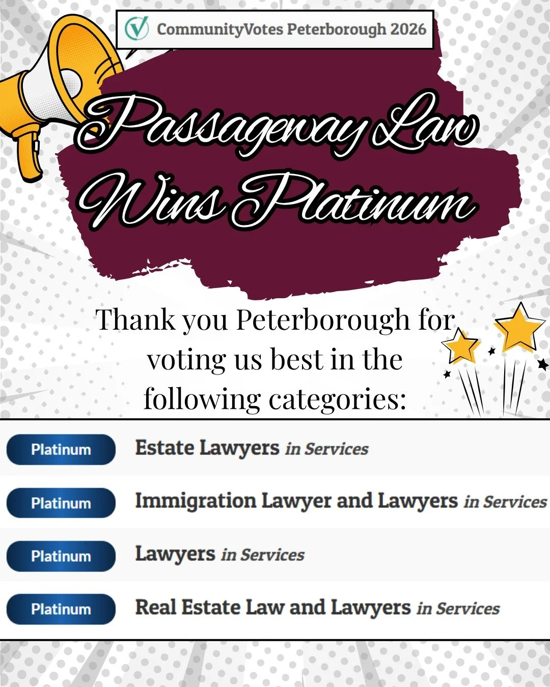 🎉 Thank you Peterborough, two years in a row! 🎉

We are honored so serve such an amazing community and look forward to many more years to come!! 🥰

Results of the Community Votes awards can be found here: https://peterborough.communityvotes.com/n/