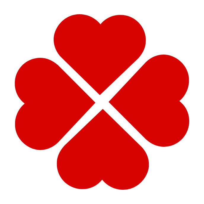 Red four-leaf clover with a black background