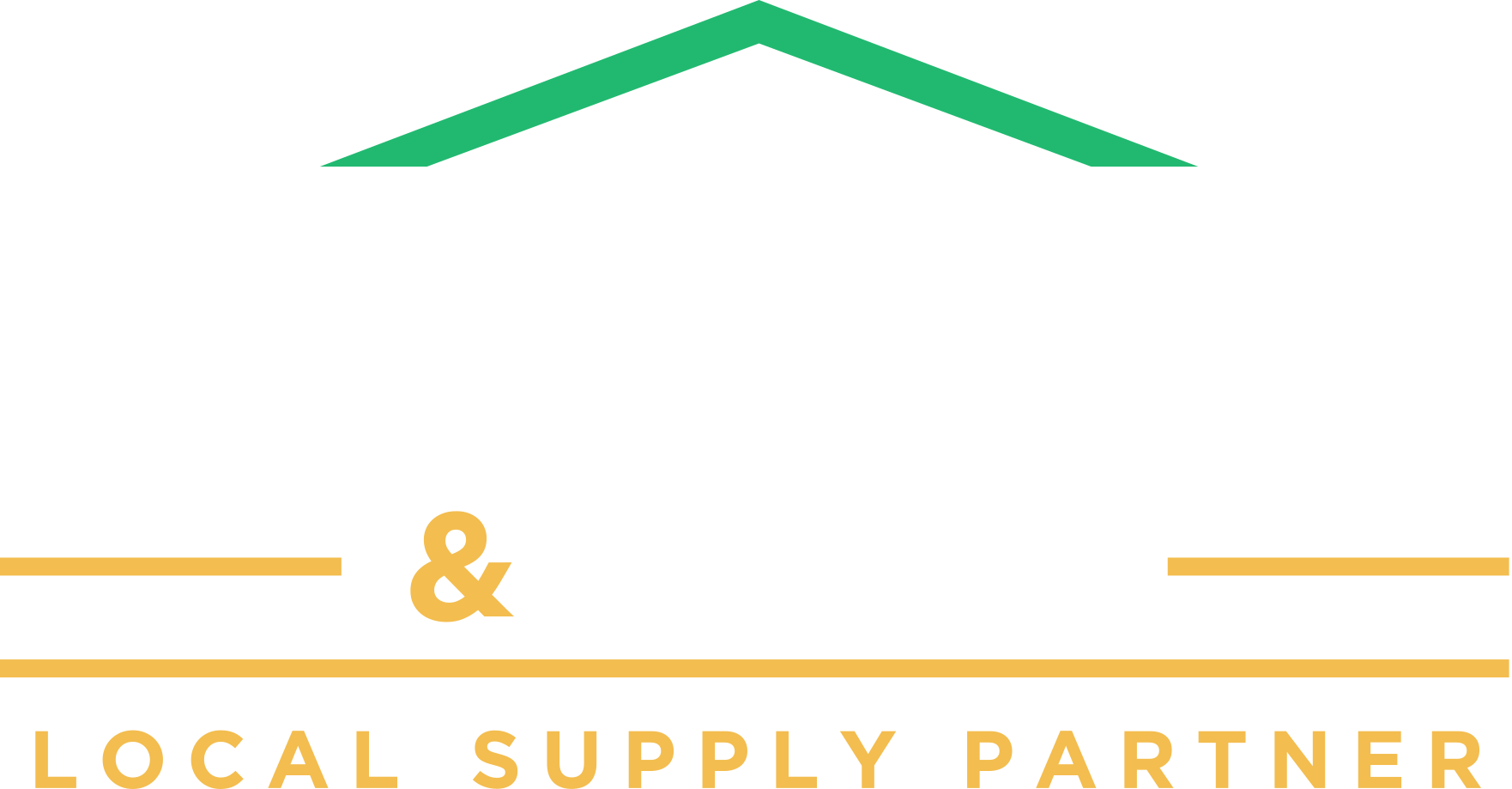 Parker & Sons logo with a green roof graphic, white and gold text, and yellow lines, indicating a local supply partner.