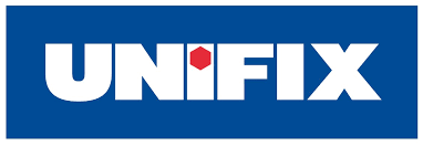 UNIXIX company logo with white text and a red hexagon on a blue background.