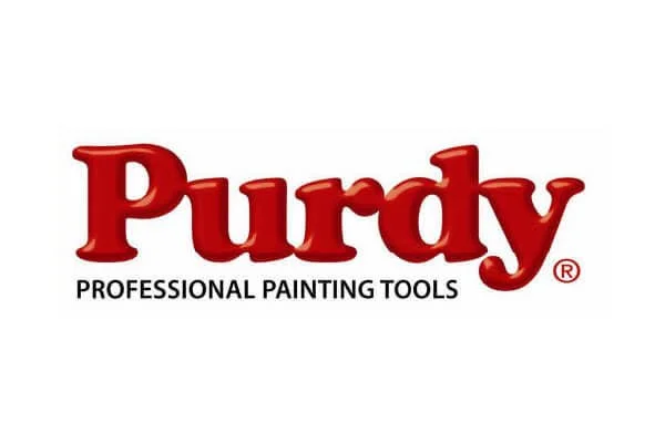 Purdy logo with red text and black tagline reading 'Professional Painting Tools' against a white background.