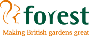 Logo with the word 'forest' and a tree design, with the slogan 'Making British gardens great'.