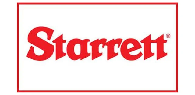 Starrett logo with red text inside a red border