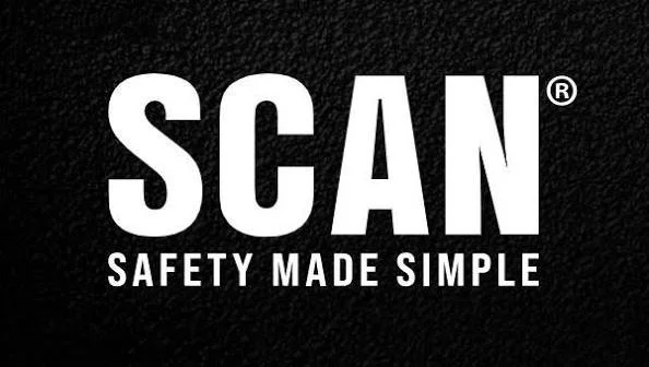 Logo with the word 'SCAN' in large white letters and the tagline 'Safety Made Simple' underneath, on a black background.