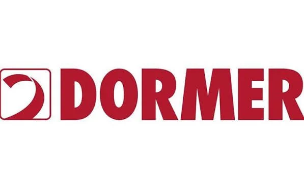 Dormer logo with a stylized dormer window icon to the left of the brand name in red capital letters.