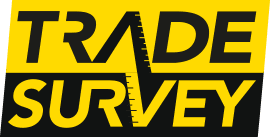 Trade Survey logo in black and yellow text with a zigzag line in the middle.