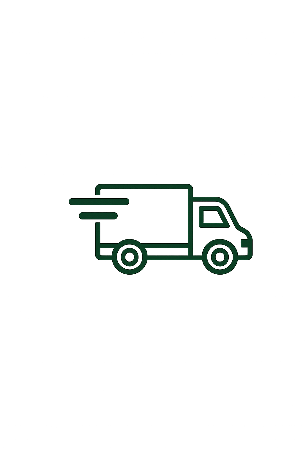 Glow-in-the-dark outline of a delivery truck with a large cargo area, set against a dark background with colorful light streaks.