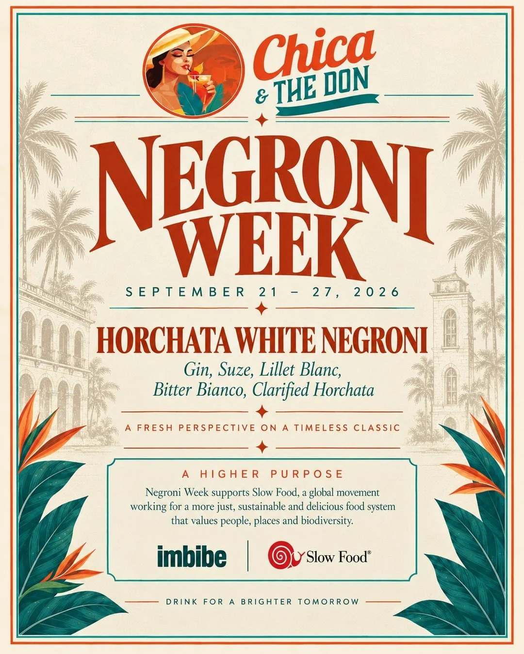 Negroni Week is here, and we&rsquo;re putting our own spin on the classic.

Join us from September 21st through the 27th to try our featured cocktail of the week!

The Horchata White Negroni, featuring gin, Suze, Lillet Blanc, Bitter Bianco and clari