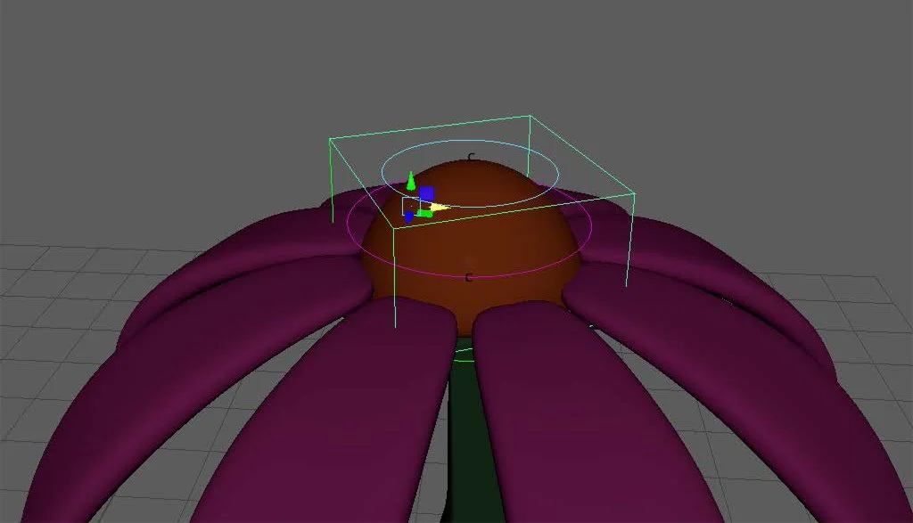 Rigging the flower head pollen using Lattice Technique