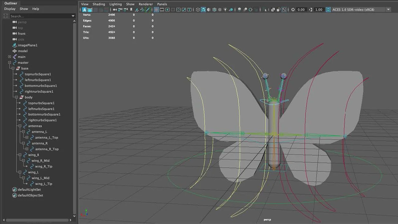 Rigging and controlers added to character.