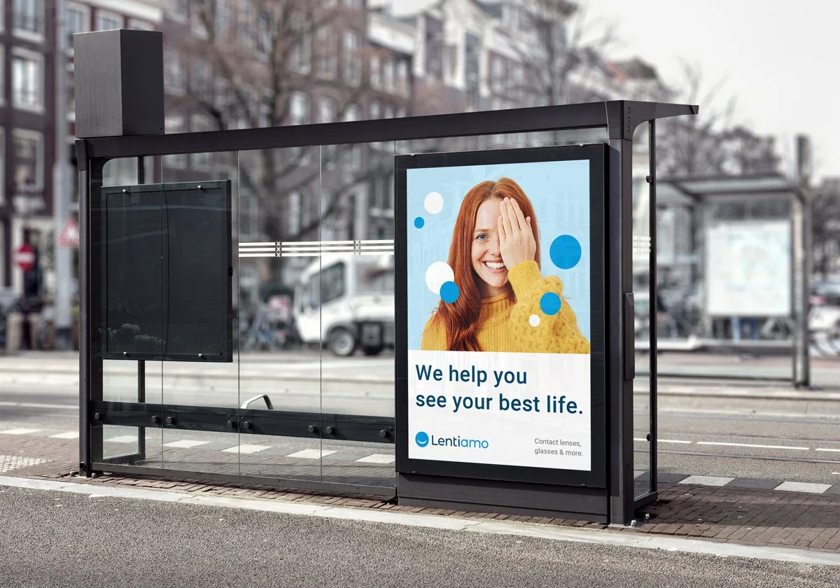 Mockup of new logo and brand identity on promotional street poster