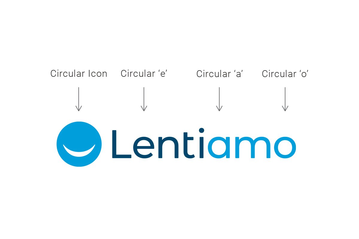 Use of circular icon shape in logo lettering